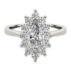 Anello con diamante Marquise Halo Anniversary in oro bianco 18 carati certificato GIA da 2,46 carati