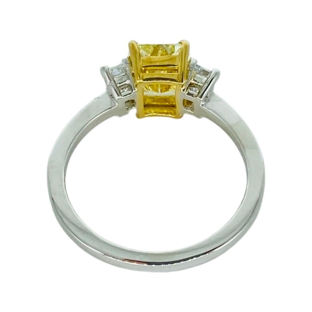 Women's GIA Certified 2.46 Carat Natural Fancy Yellow Diamond Engagement Ring Platinum For Sale