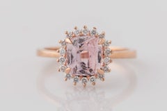 GIA Certified 2.46 Carat Cushion Pink Sapphire Diamond Halo Engagement Ring.