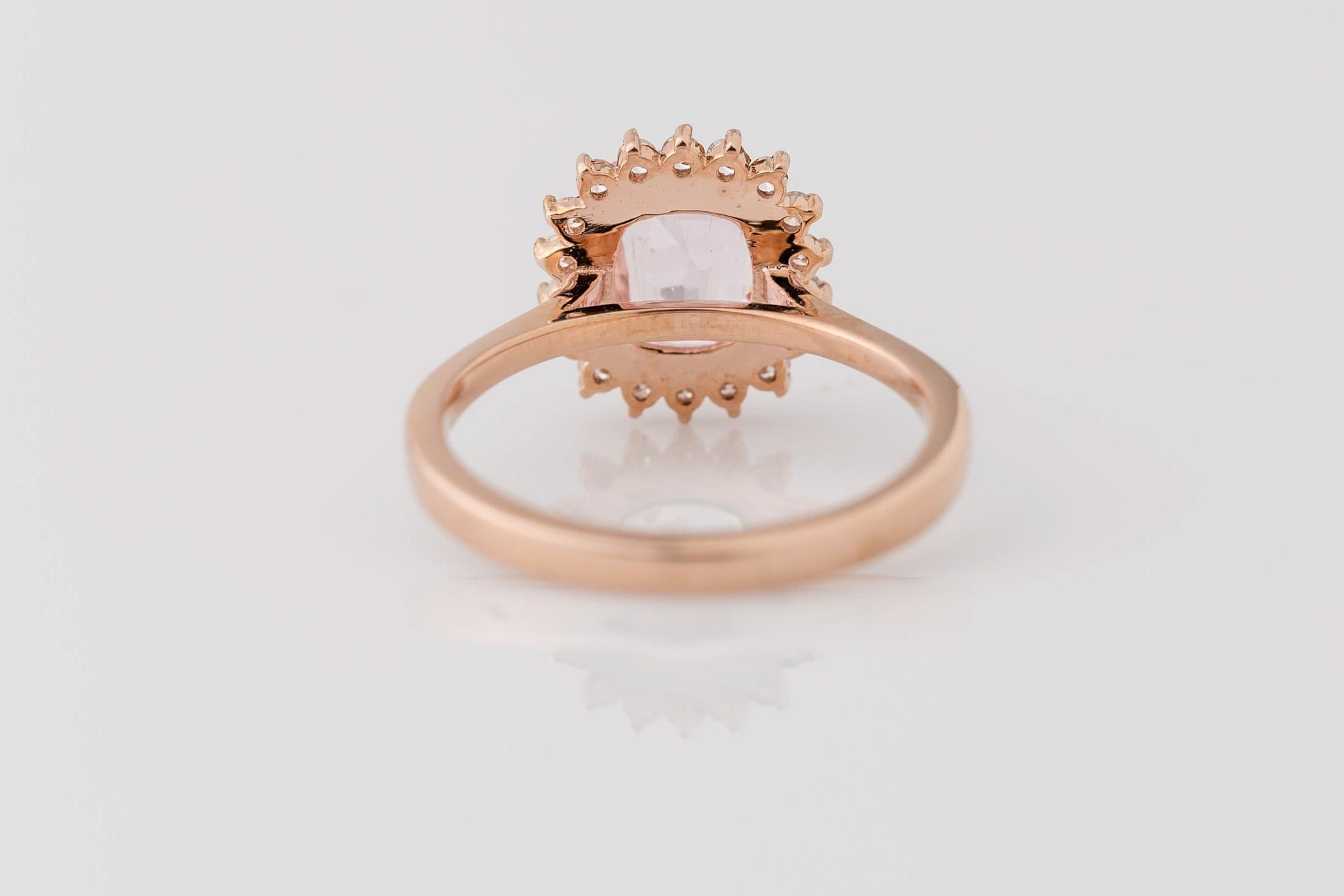 Im Angebot: GIA Certified 2.46 Carat Cushion Pink Sapphire Diamond Halo Engagement Ring. () 4