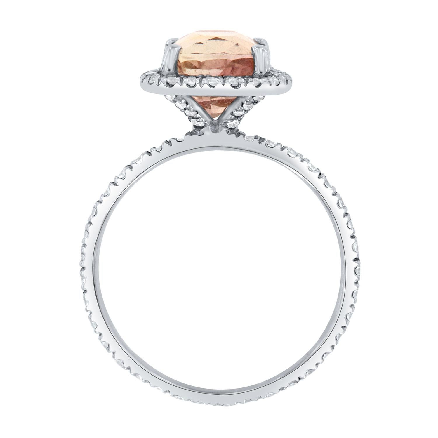 GIA-zertifizierter 2,46 Padparadscha Saphir Platin Diamant-Ring-Set Damen im Angebot