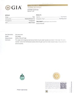 Natural Green Mozambique Paraiba Tourmaline Gemstone 2.47 carats with GIA Report