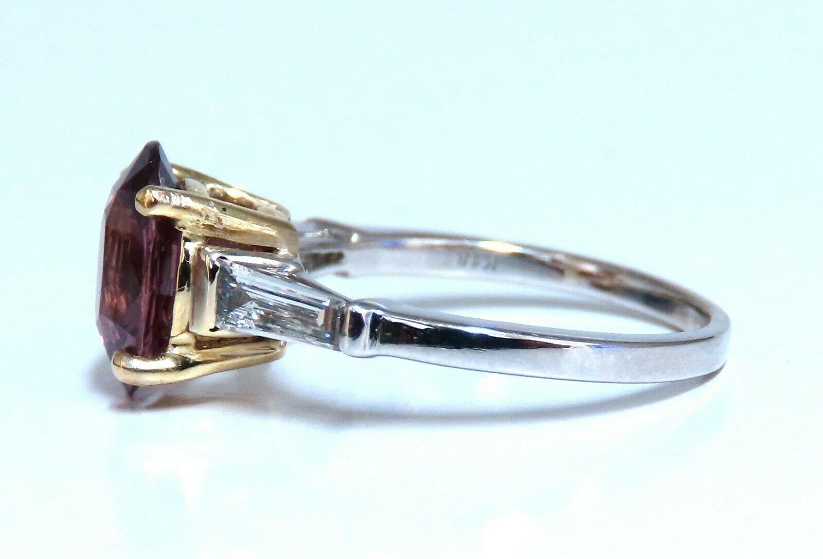 Taille Asscher Bague en or 18 carats avec diamants et saphir rose violet naturel de 2,77 carats certifié par le GIA