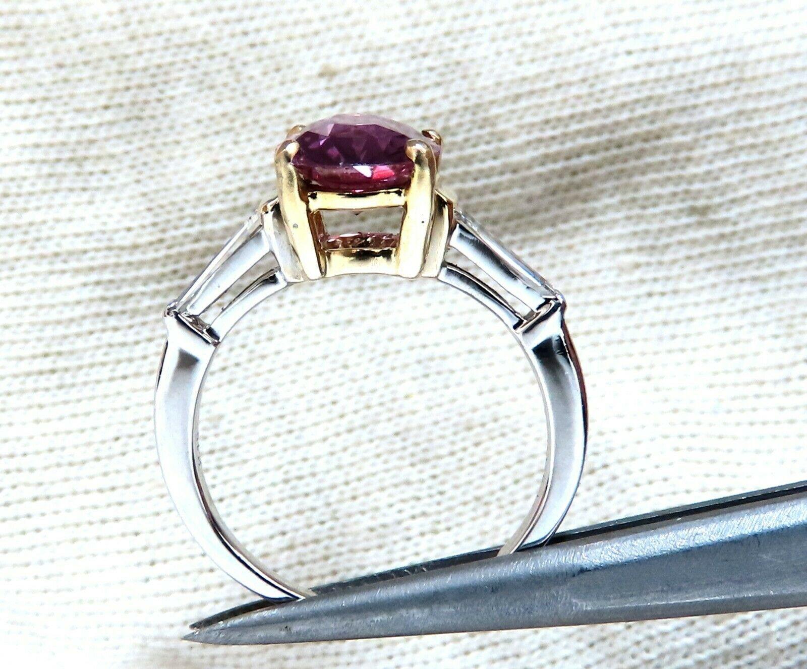  Bague en or 18 carats avec diamants et saphir rose violet naturel de 2,77 carats certifié par le GIA Unisexe 