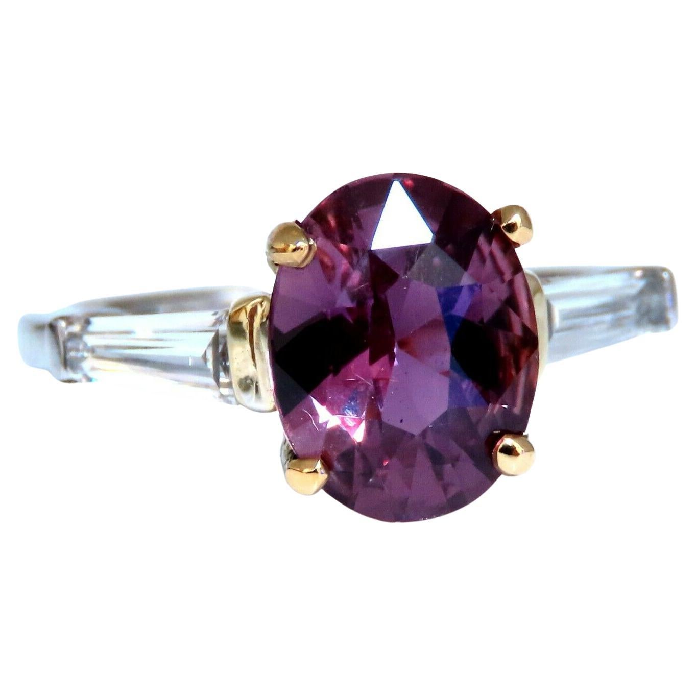 Bague en or 18 carats avec diamants et saphir rose violet naturel de 2,77 carats certifié par le GIA