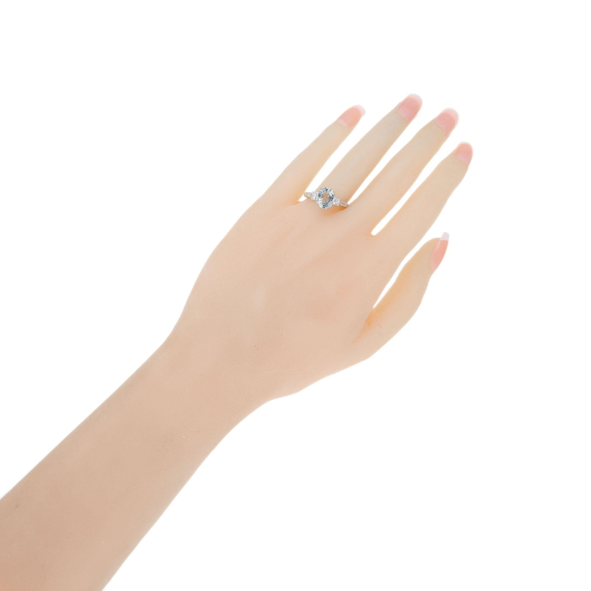 GIA Certified 2.48 Carat Sapphire Diamond Platinum Engagement Ring 1