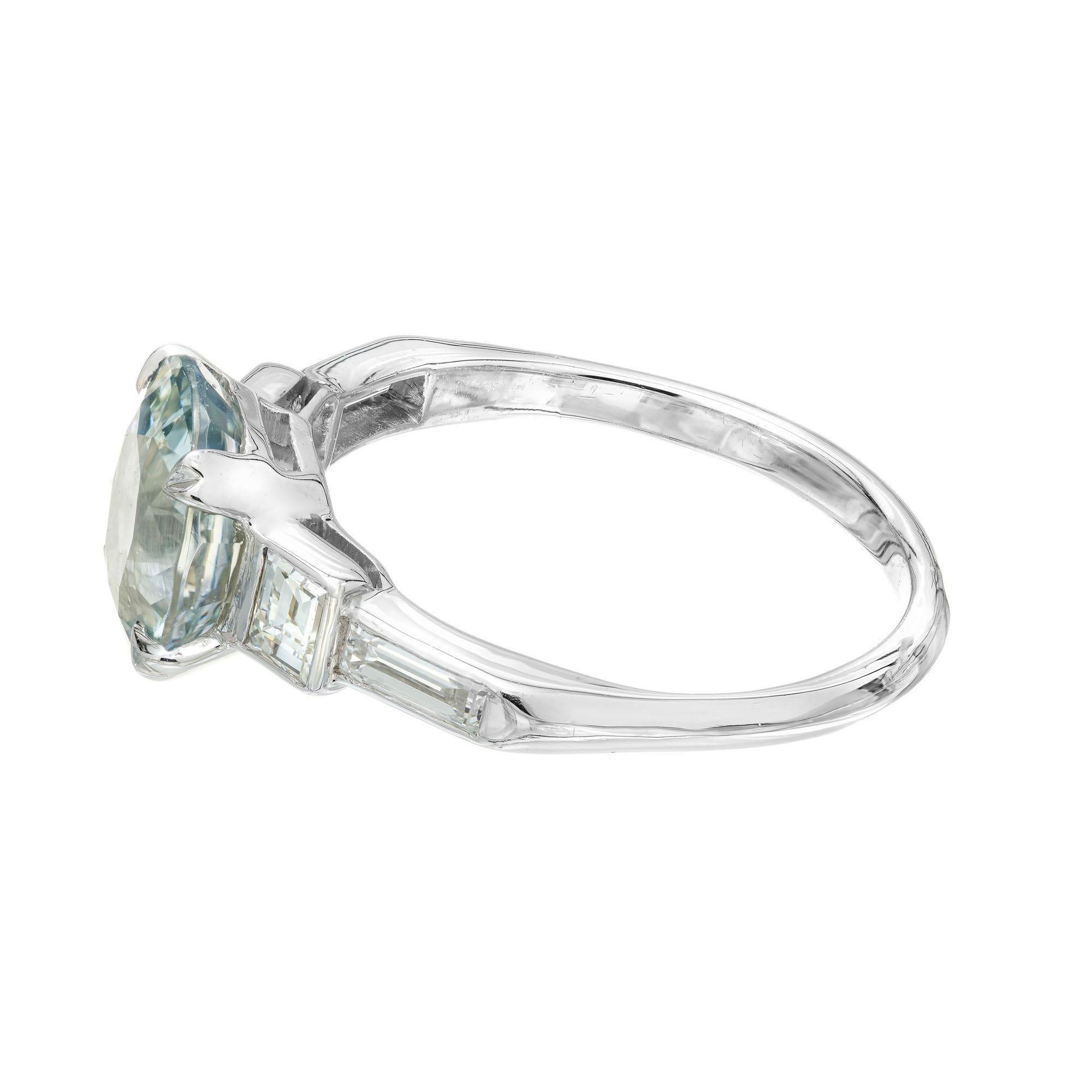 GIA Certified 2.48 Carat Sapphire Diamond Platinum Engagement Ring 2