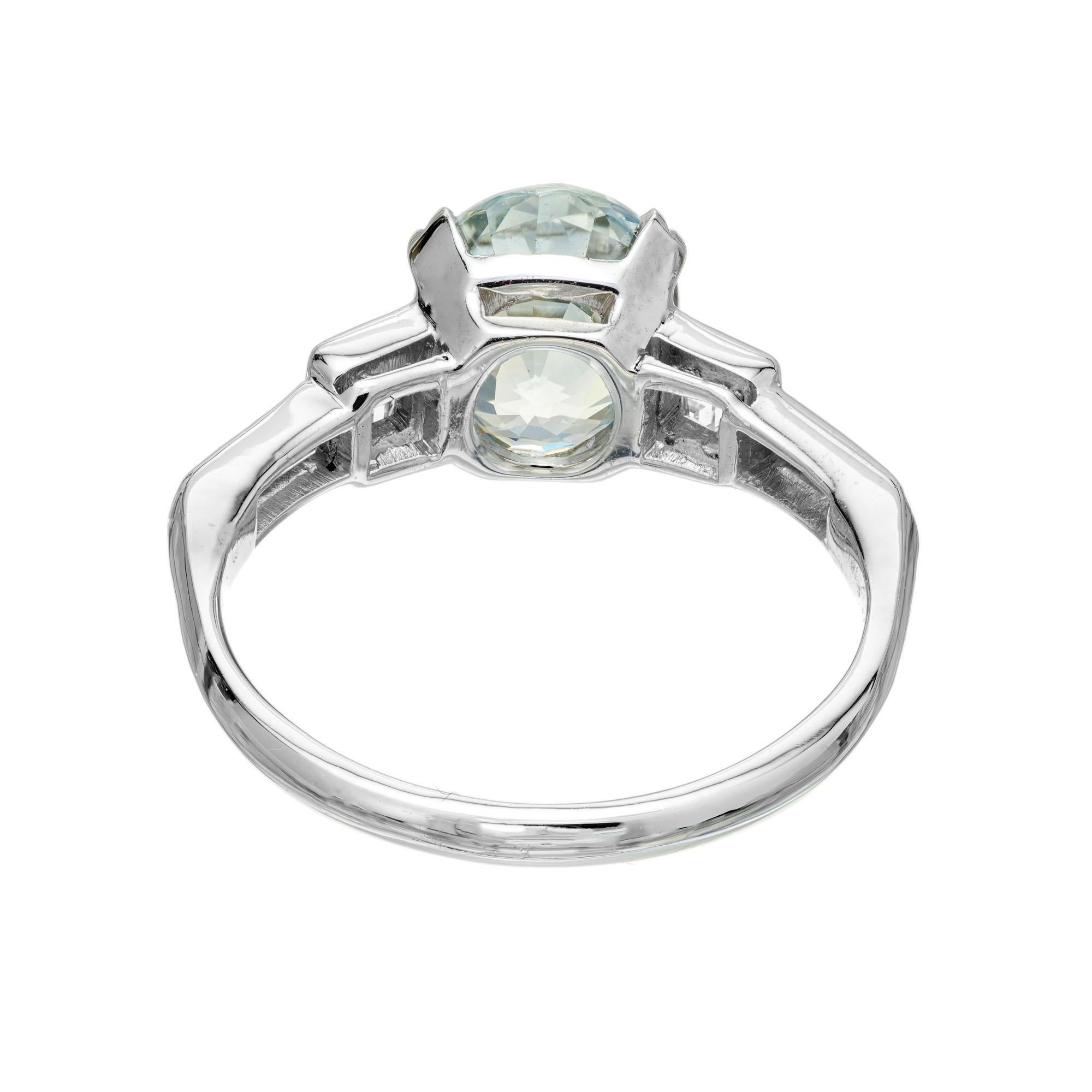 GIA Certified 2.48 Carat Sapphire Diamond Platinum Engagement Ring 3