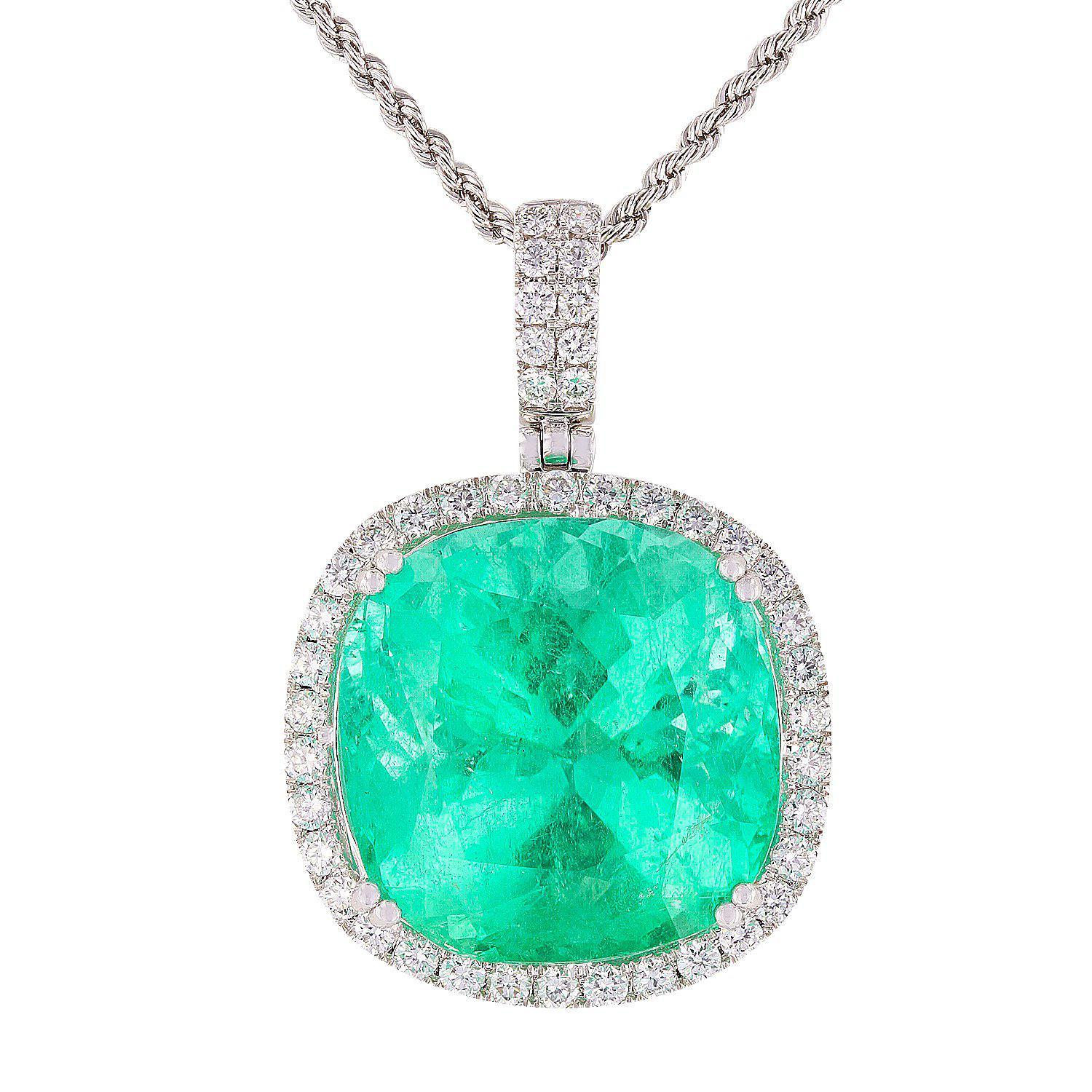 GIA Certified 24.81 Carat Emerald Pendant Necklace For Sale