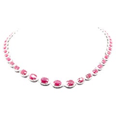 GIA Certified 24.9 Carat Burmese Ruby Diamond Necklace
