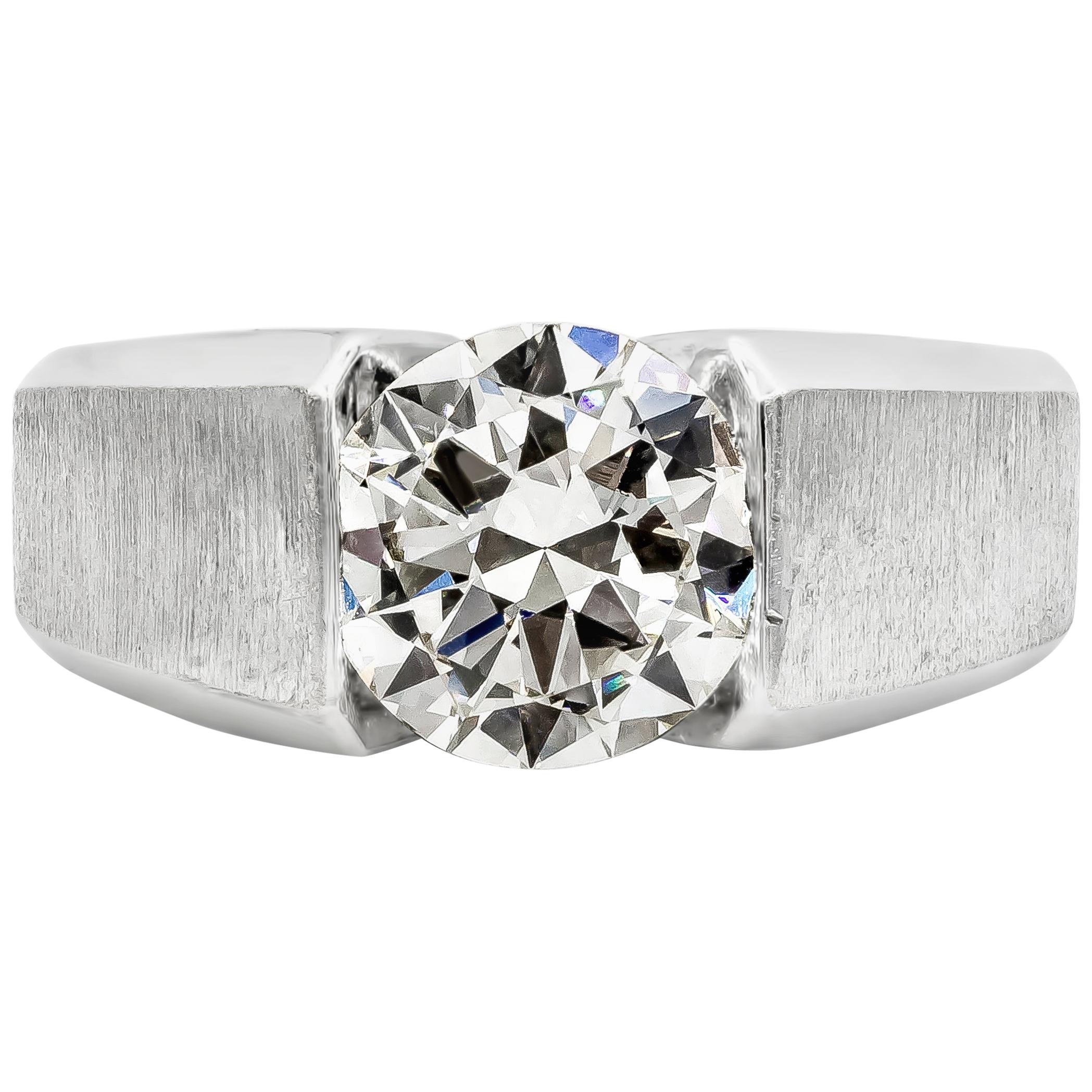 GIA Certified 2.49 Carat Round Diamond Solitaire Men's Ring