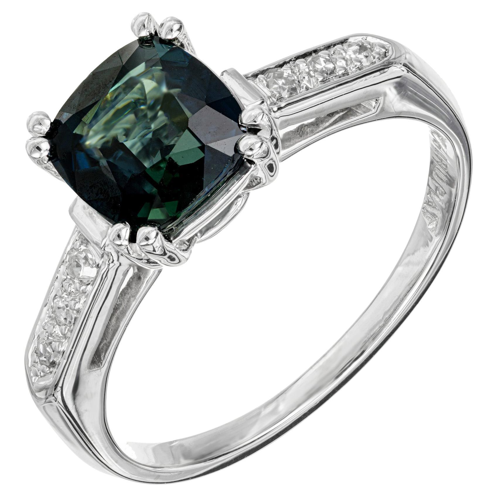 Bague de fiançailles en platine avec saphir certifié GIA de 2,49 carats et diamants
