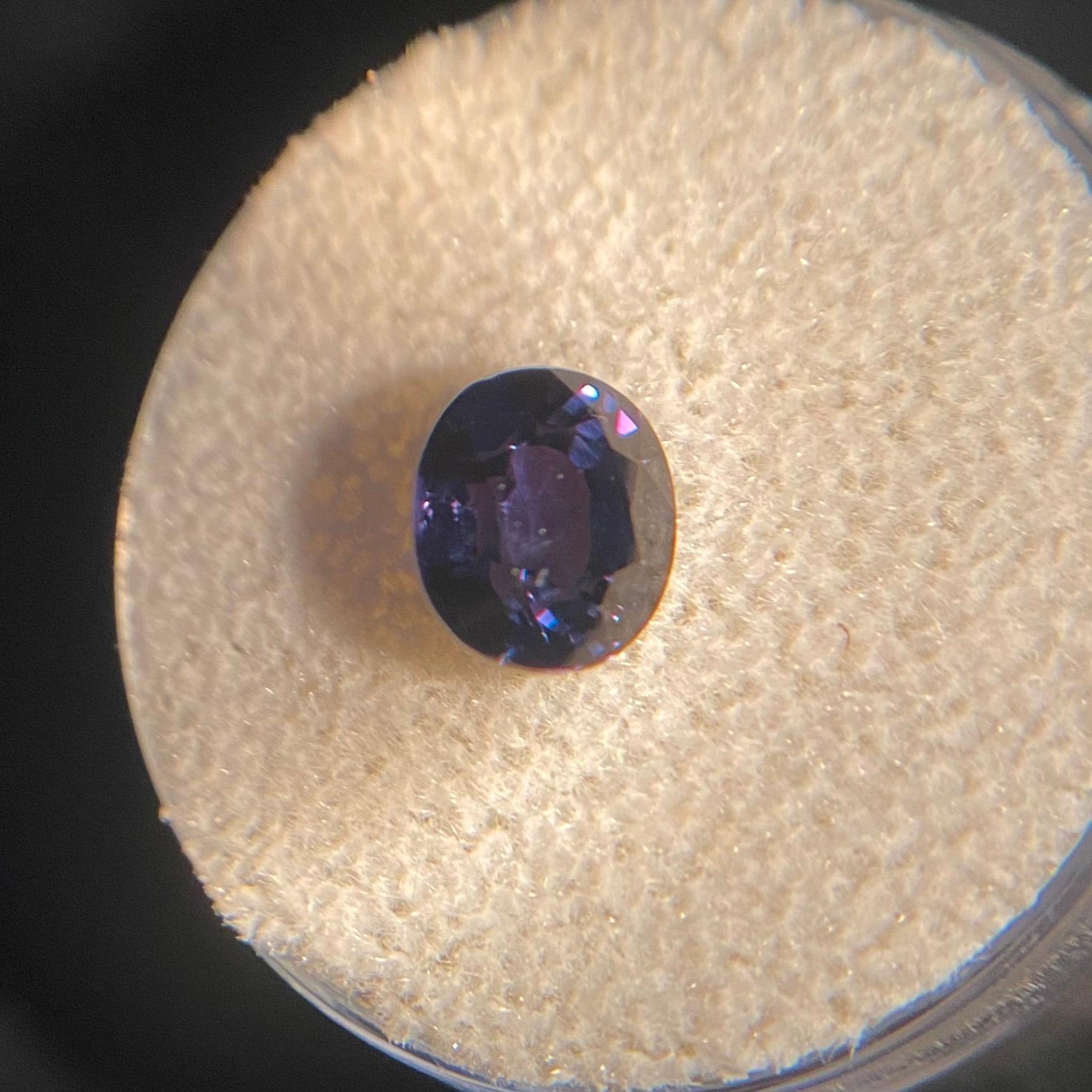 Rare Untreated Colour Change Sapphire Gemstone.

2.49 Carat unheated sapphire with a rare colour change effect. Changing colour depending on the light its viewed in. Very rare for natural gemstones, especially Sapphires. Changes colour from a