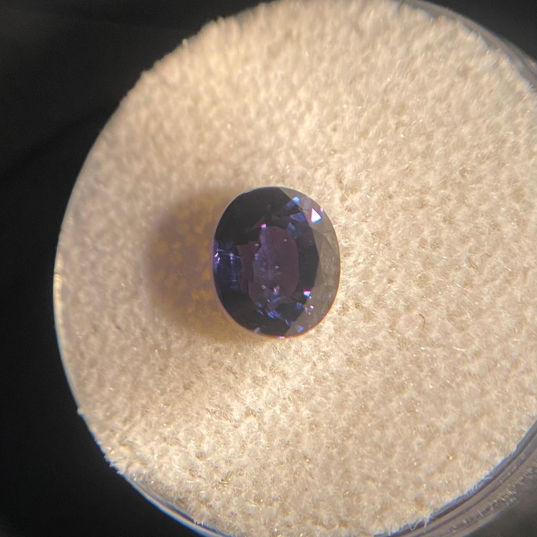 GIA Certified 2.49ct Colour Change Sapphire Blue Purple Untreated Oval Cut Gem 4