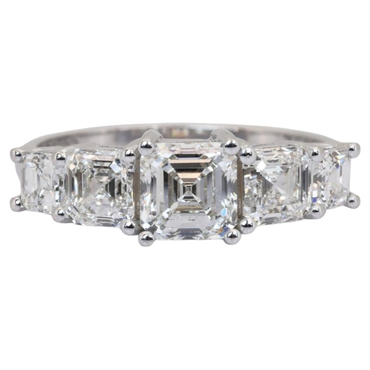 GIA Certified 2.49ct Diamond 5-Stone Ring in 18k White Gold