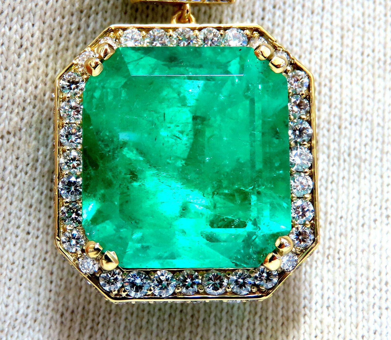 GIA Certified 24ct Natural Colombian Emerald Diamond Necklace 18kt & Rope 30in In New Condition In New York, NY