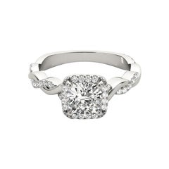 GIA Certified 2.5 Carat Braided Band Square Cushion Halo Platinum Diamond Ring