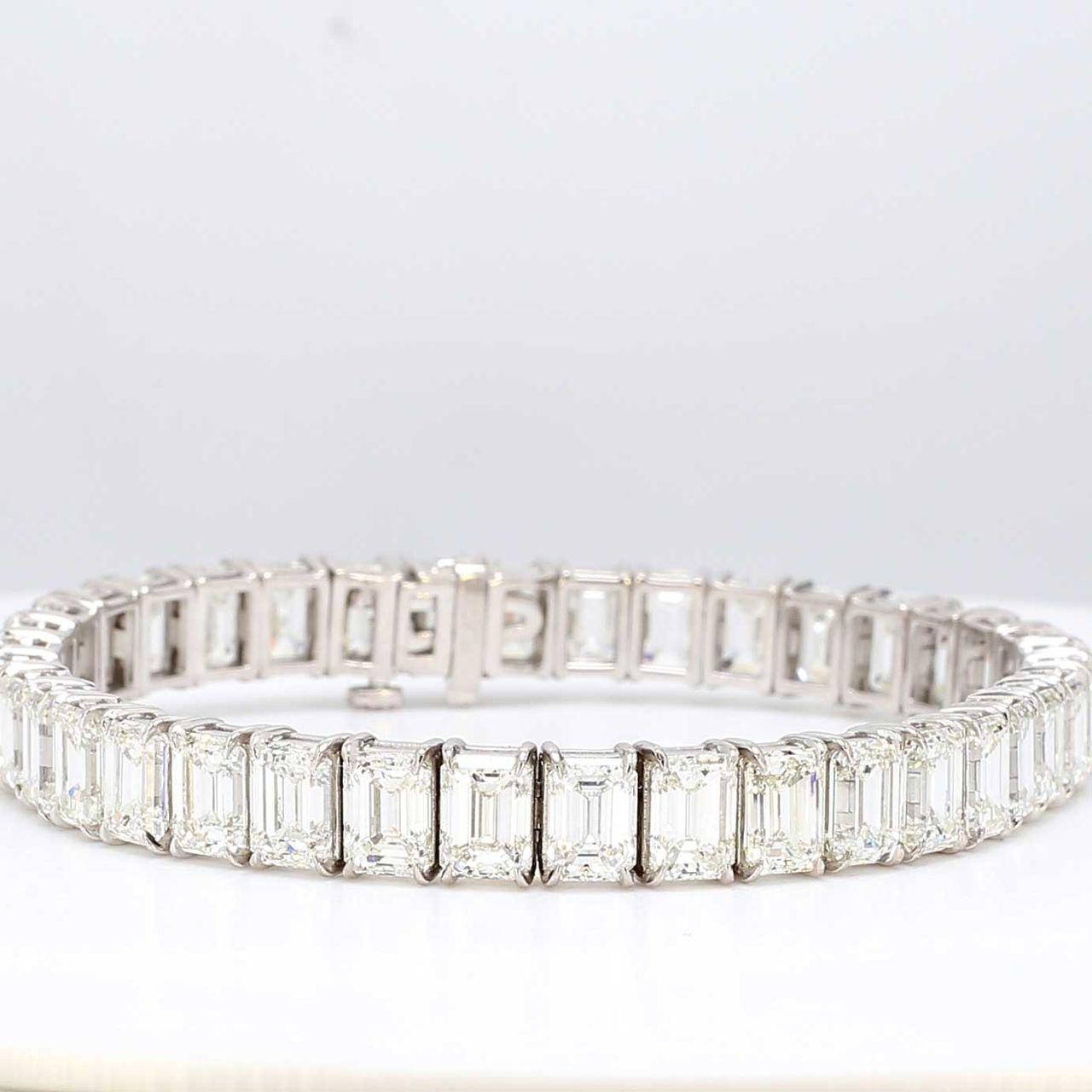 GIA Certified Emerald Cut Diamonds Tennis bracelet in Platinum 44 stones