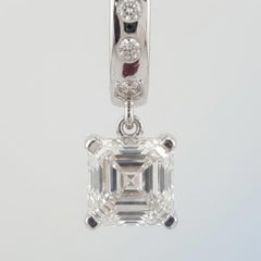 GIA Certified 2.5 Carat Emerald Cut Diamond Dangle Hoop Earrings