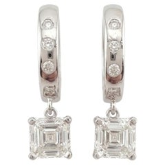 GIA Certified 2.5 Carat Emerald Cut Diamond Dangle Hoop Earrings