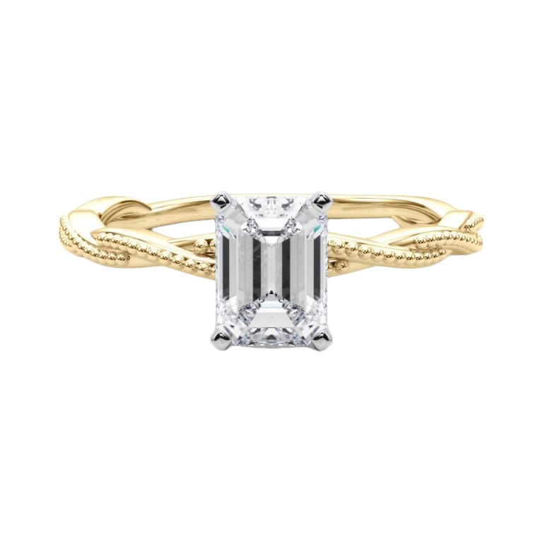 Anello con diamante a fascia intrecciata con smeraldo da 2.5 carati certificato GIA