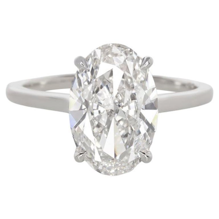 GIA Certified 2.5 Carat Oval Diamond Platinum Ring