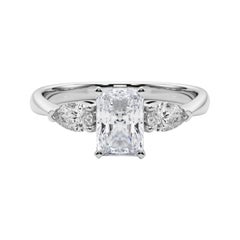 GIA Certified 2.5 Carat Radiant East-West Three-Stone Diamond Ring