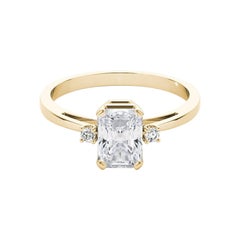 Bague à trois pierres en or jaune 18 carats, certifiée GIA, 2,5 carats de diamant radiant