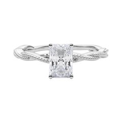 Anillo de diamantes en platino con banda trenzada radiante de 2.5 quilates con certificación GIA