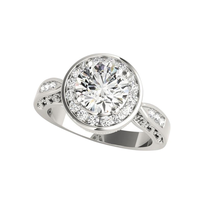 Bague à diamant certifié GIA 2.5 carats rond Halo Flower Basket Channel