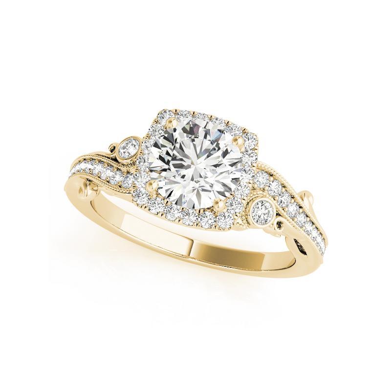 Anillo de diamantes curvado con halo redondo de 2,5 quilates certificado por el GIA Corte redondo en venta