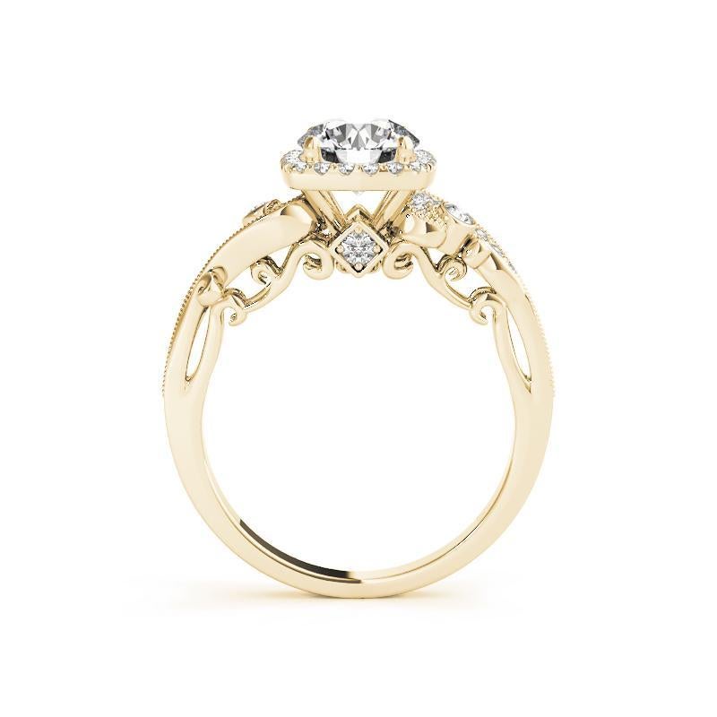 Anillo de diamantes curvado con halo redondo de 2,5 quilates certificado por el GIA en Nuevo estado para la venta en New York, NY