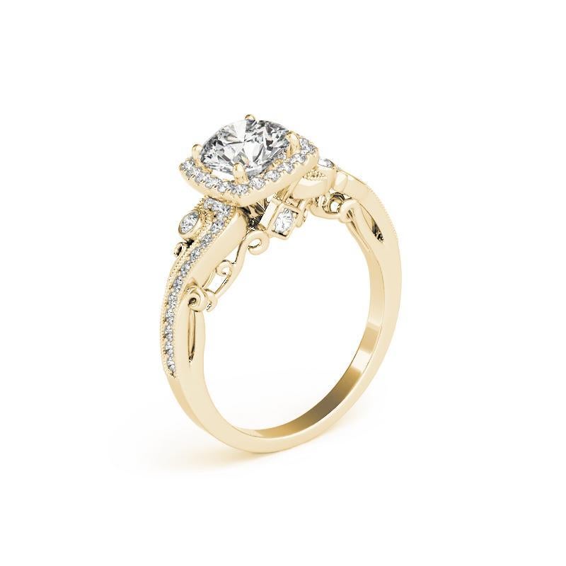 De las mujeres Anillo de diamantes curvado con halo redondo de 2,5 quilates certificado por el GIA en venta
