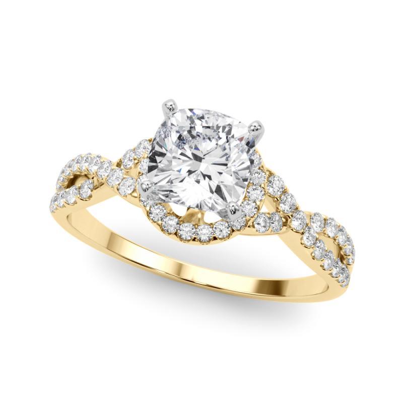 Taille coussin GIA Certified 2.5 Carat Solitaire Cushion Halo Infinity Diamond Ring en vente