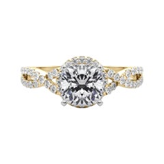 GIA Certified 2.5 Carat Solitaire Cushion Halo Infinity Diamond Ring