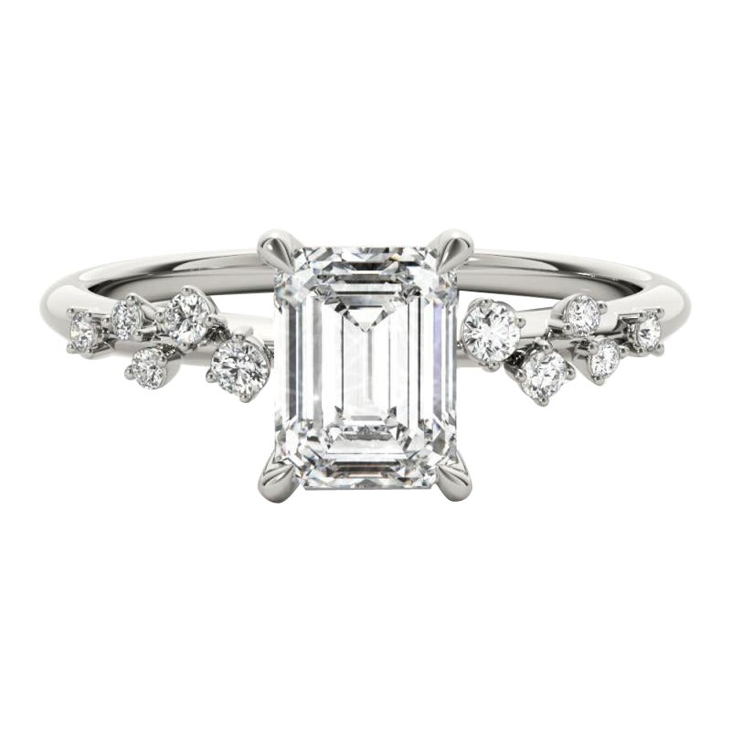 GIA Certified 2.5 Carat Trellis Vine Cluster Emerald Diamond Ring Platinum