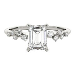 GIA Certified 2.5 Carat Trellis Vine Cluster Emerald Diamond Ring Platinum