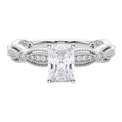 Anello con diamante in platino certificato GIA da 2.5 carati con fascia radiante vintage a grana fine