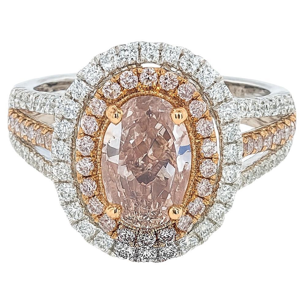 Bague de fiançailles ovale certifiée GIA de 2,50 carats de diamant rose très clair Argyle
