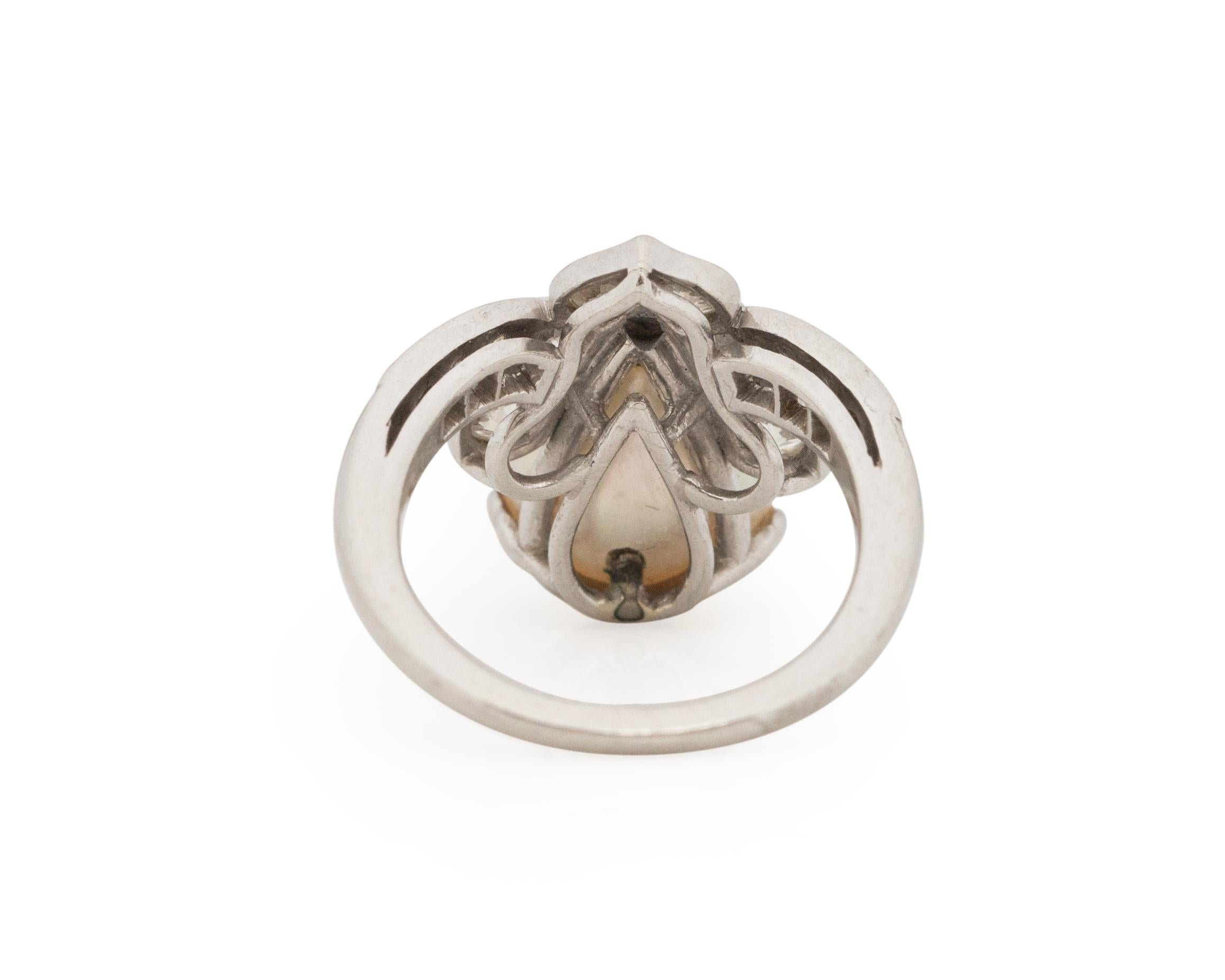 GIA Certified 2.50 Carat Art Deco Pearl Engagement Ring In Good Condition For Sale In Hicksville, NY