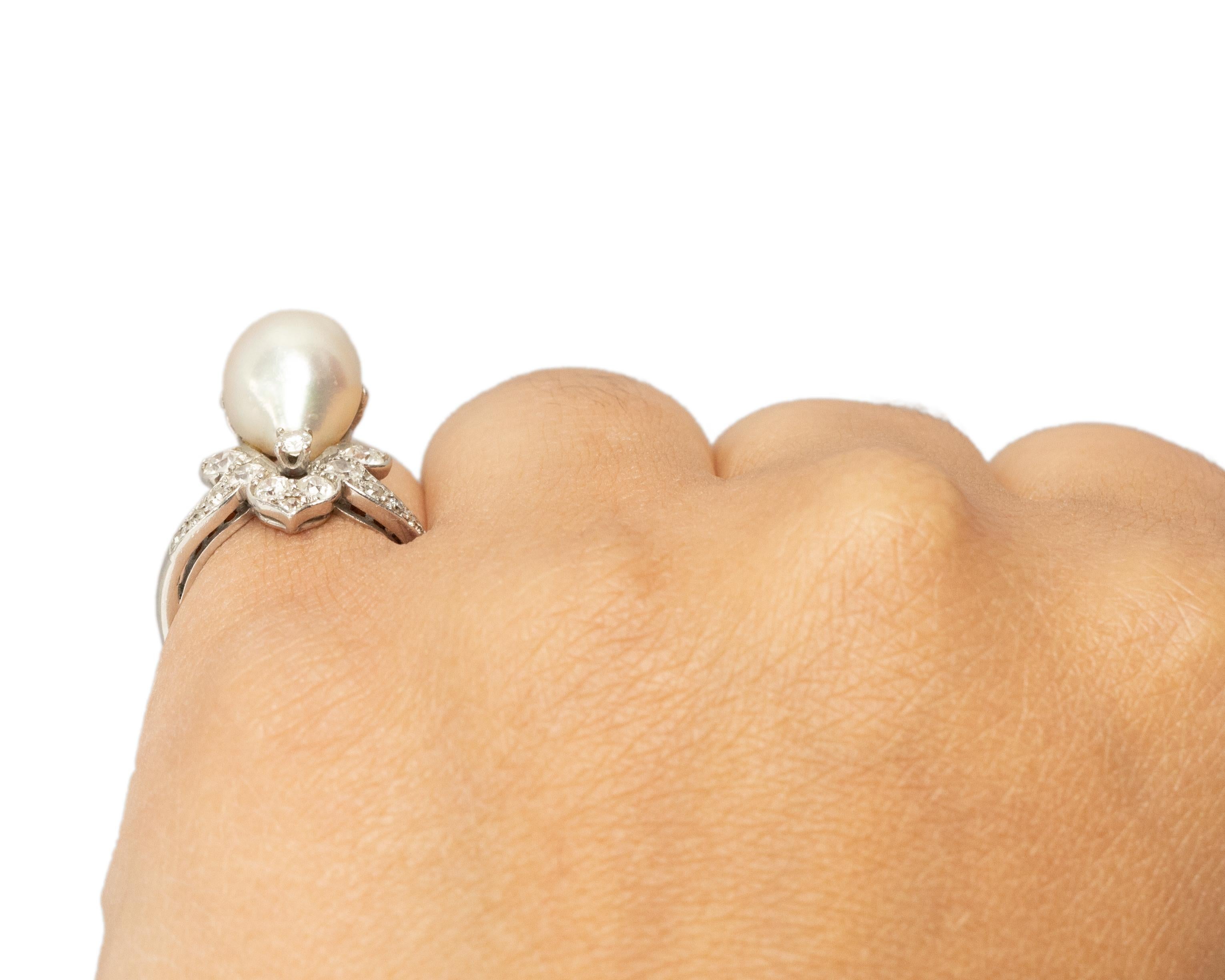 GIA Certified 2.50 Carat Art Deco Pearl Engagement Ring For Sale 1