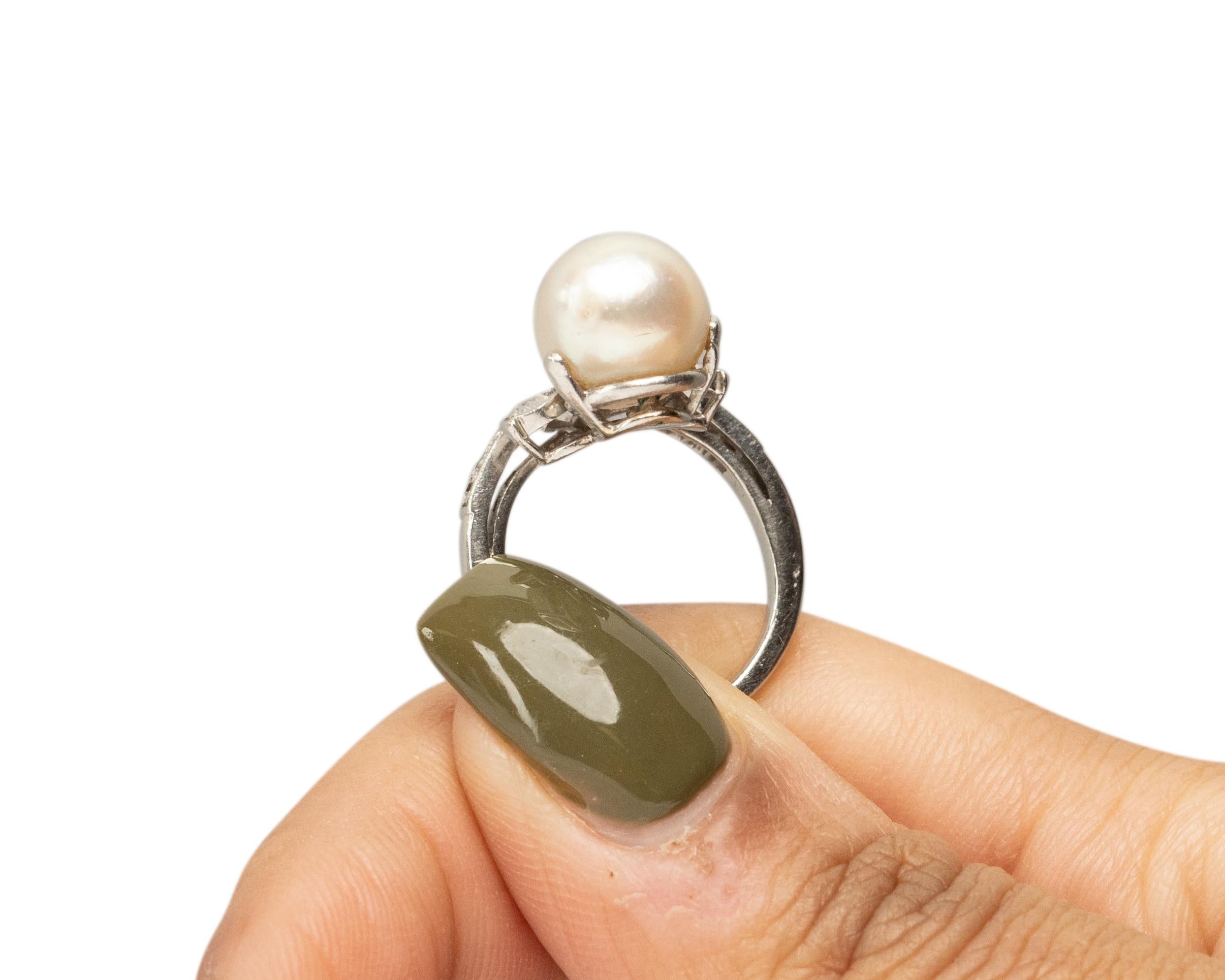 GIA Certified 2.50 Carat Art Deco Pearl Engagement Ring For Sale 3