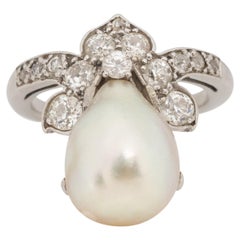 GIA Certified 2.50 Carat Art Deco Pearl Engagement Ring