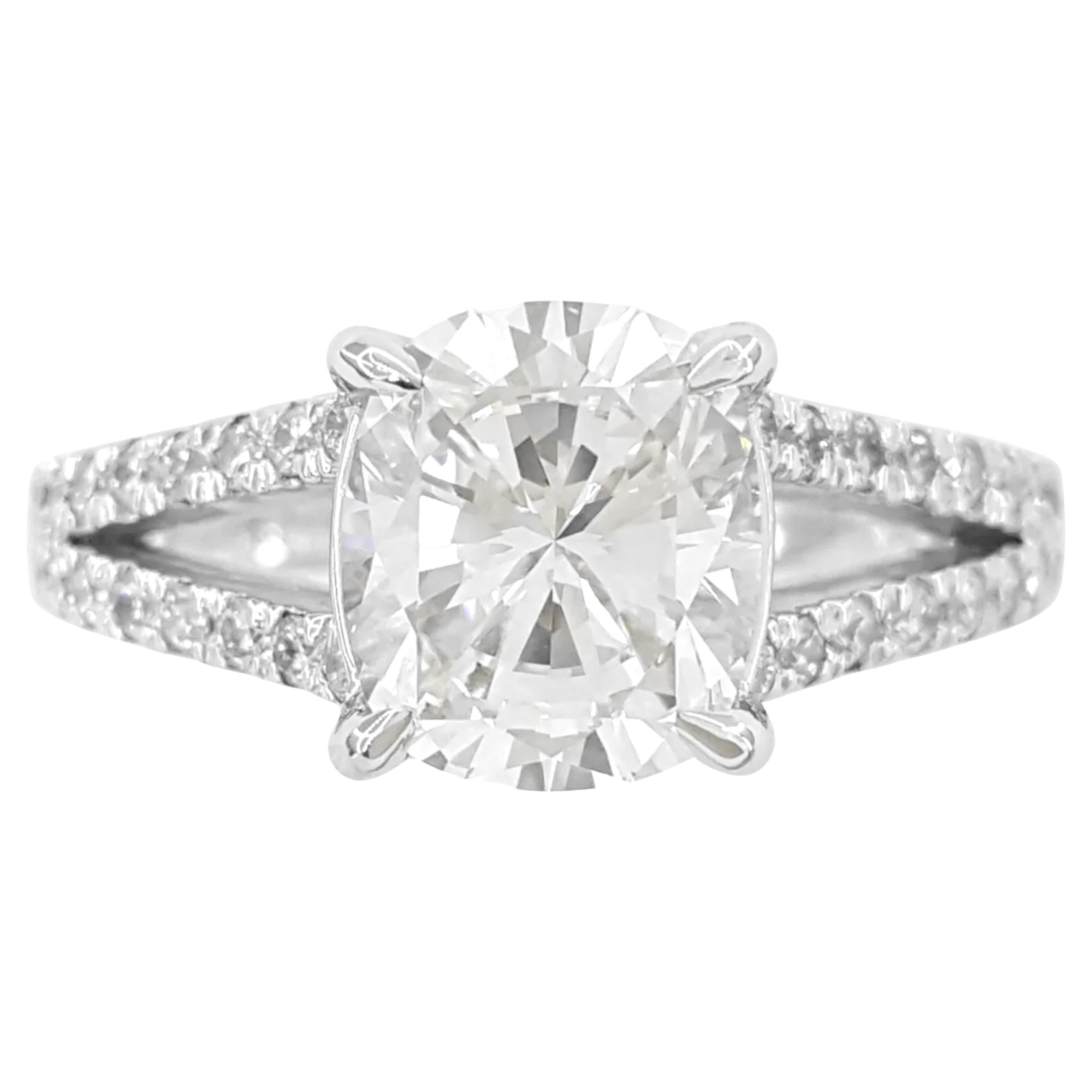 GIA Certified 2.50 Carat Cushion Brilliant Cut Diamond Ring