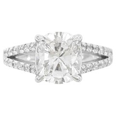 GIA Certified 2.50 Carat Cushion Brilliant Cut Diamond Ring