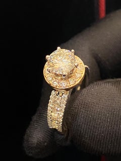 GIA Certified 2.50 Carat D VVS1 Round Diamond Halo Ring in 18K Two-Tone Gold