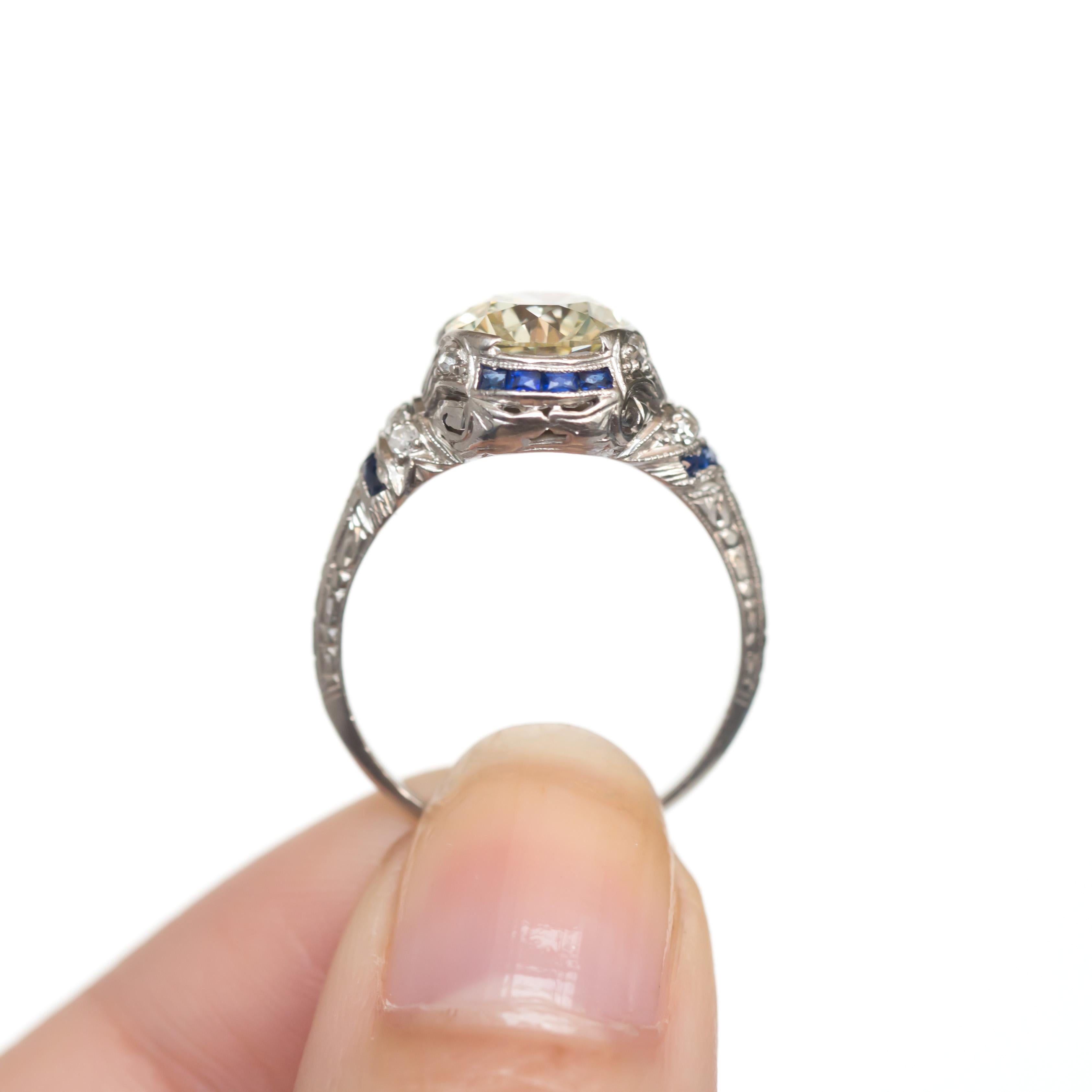 Women's GIA Certified 2.50 Carat Diamond and Sapphire Engagement Ring
