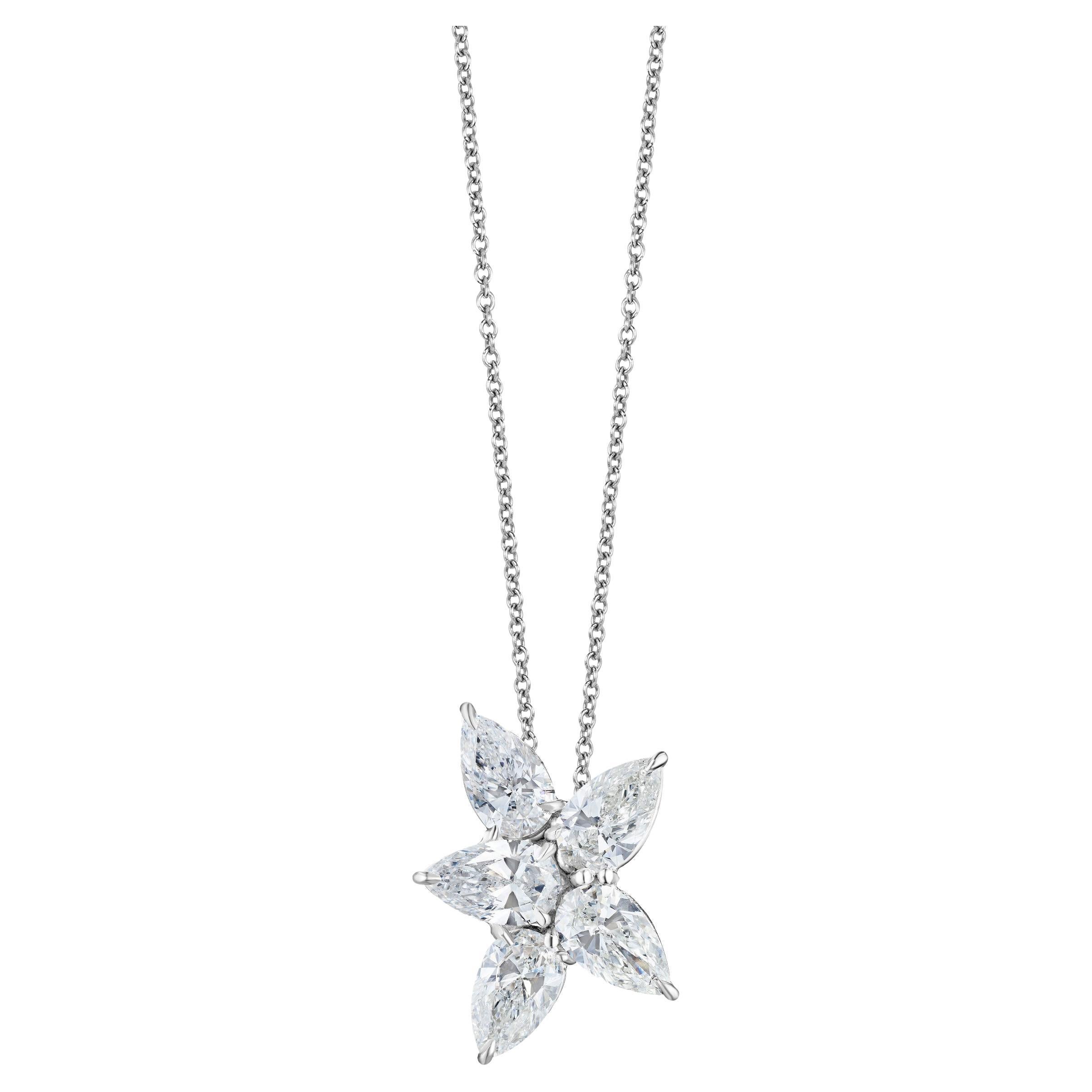 GIA Certified 2.50 Carat Diamond Cluster Pendant