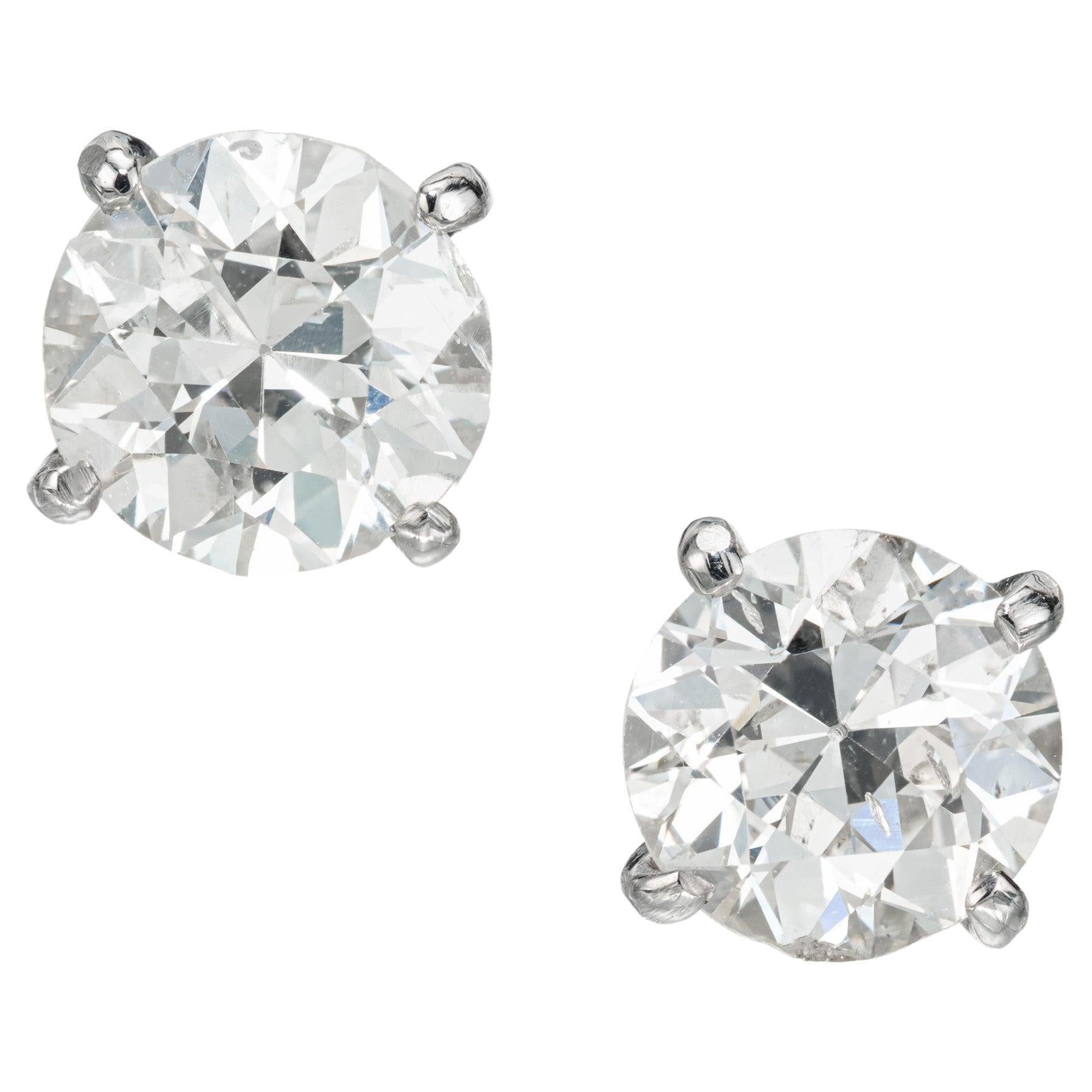 GIA Certified 2.50 Carat Diamond Platinum Stud Earrings