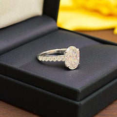 GIA Certified 2.50 Carat E VVS1 Oval Diamond Ring with Pavé Band 18K White Gold